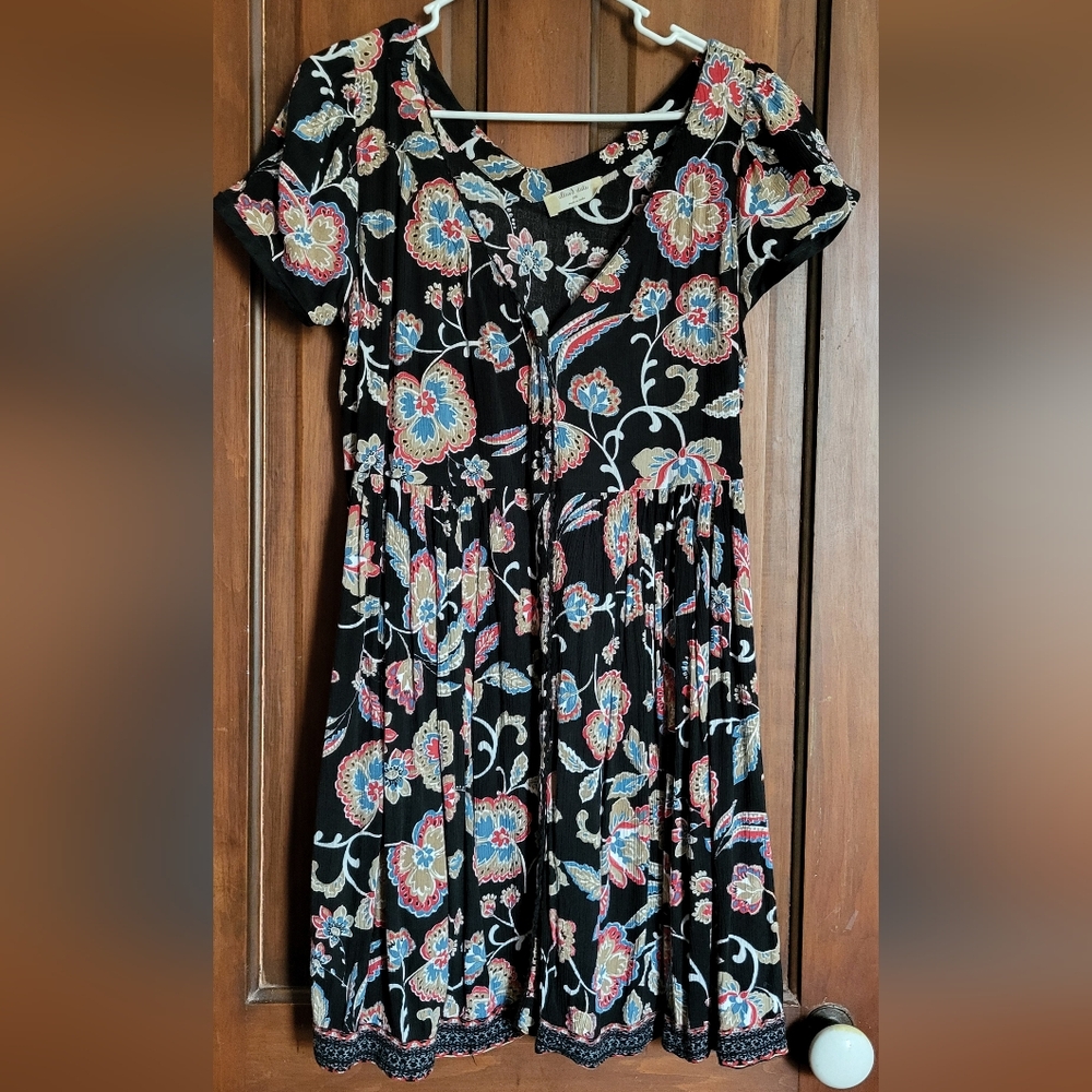 Short Floral Print Button up Dress